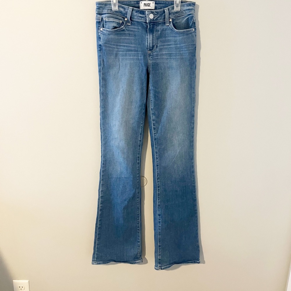 Paige Skyline Boot Mid Rise Bootcut Jeans Blue Wash Size 26